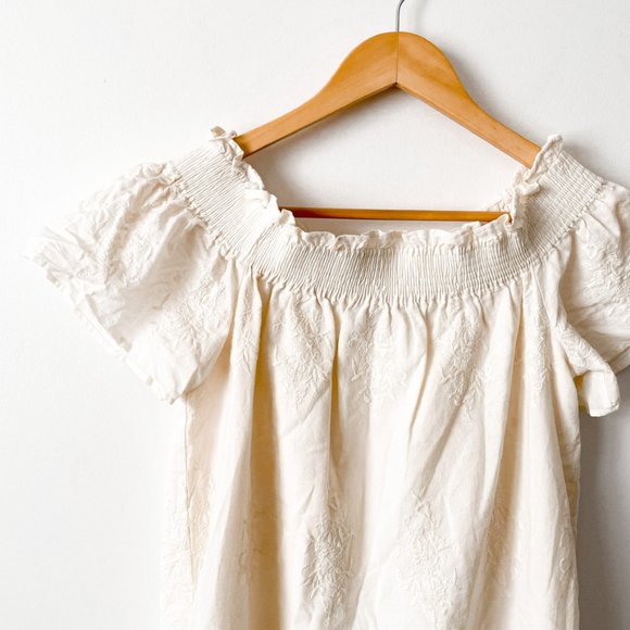 Zara Cream Embroidered Off The Shoulder Dress Sz S - Picture 3 of 9